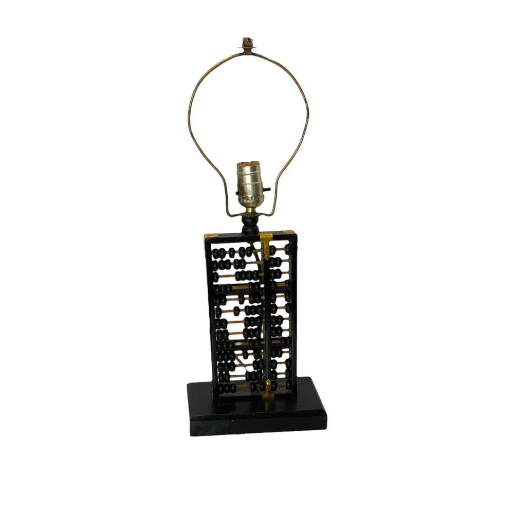 Lotus Flower Brand Accent Lamp Abacus Mid Century Wood Brass Corded Electric